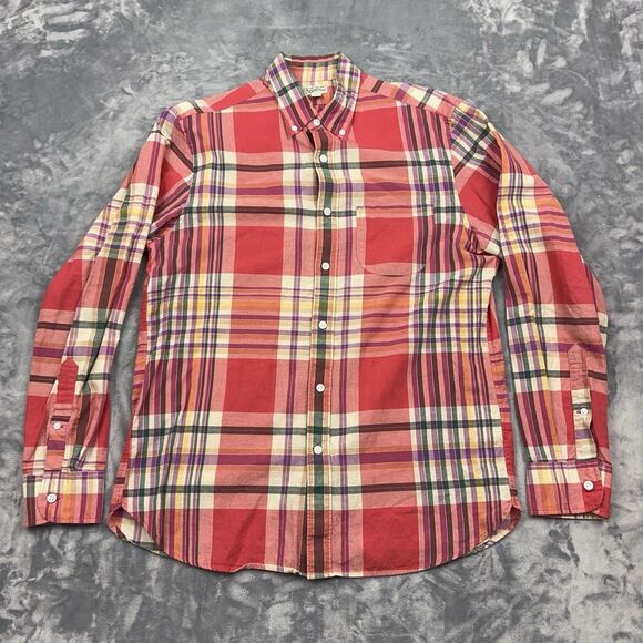 J. Crew Indian Madras Shirt Mens Size M Multicolor Plaid Button Up Long Sleeve - Picture 1 of 9